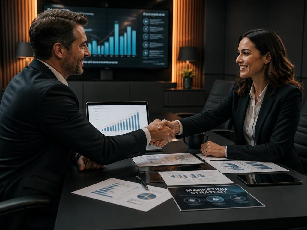 Executivos fechando parceria de negócios
